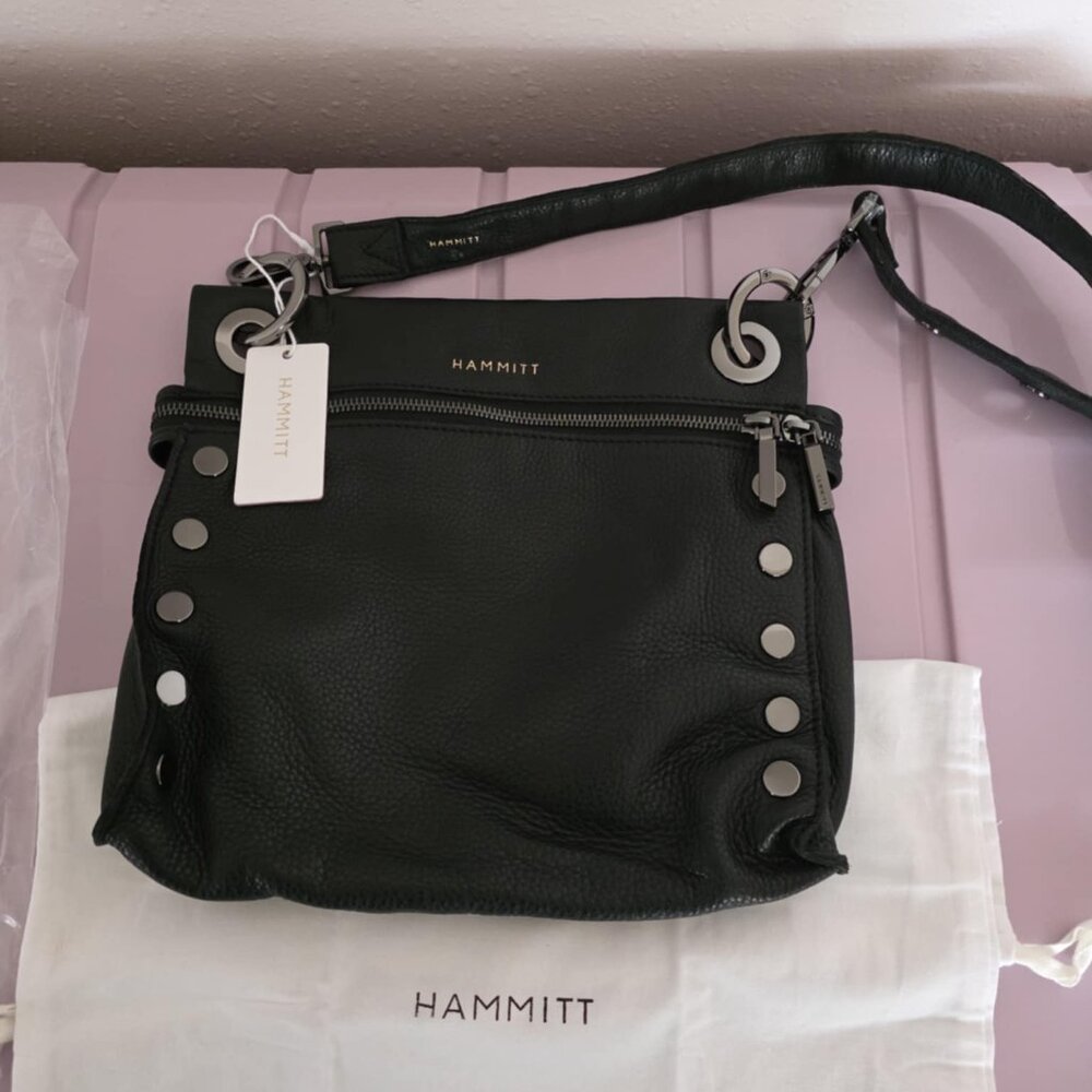 Rare Find - Hammitt Tony Signature Medium Black & Gunmetal Crossbody Bag NWT
